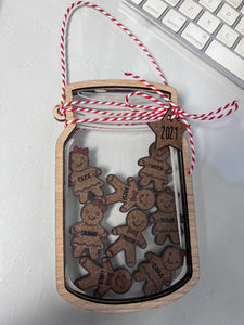 Mason Jar Gingerbread Family Shaker Christmas Ornament