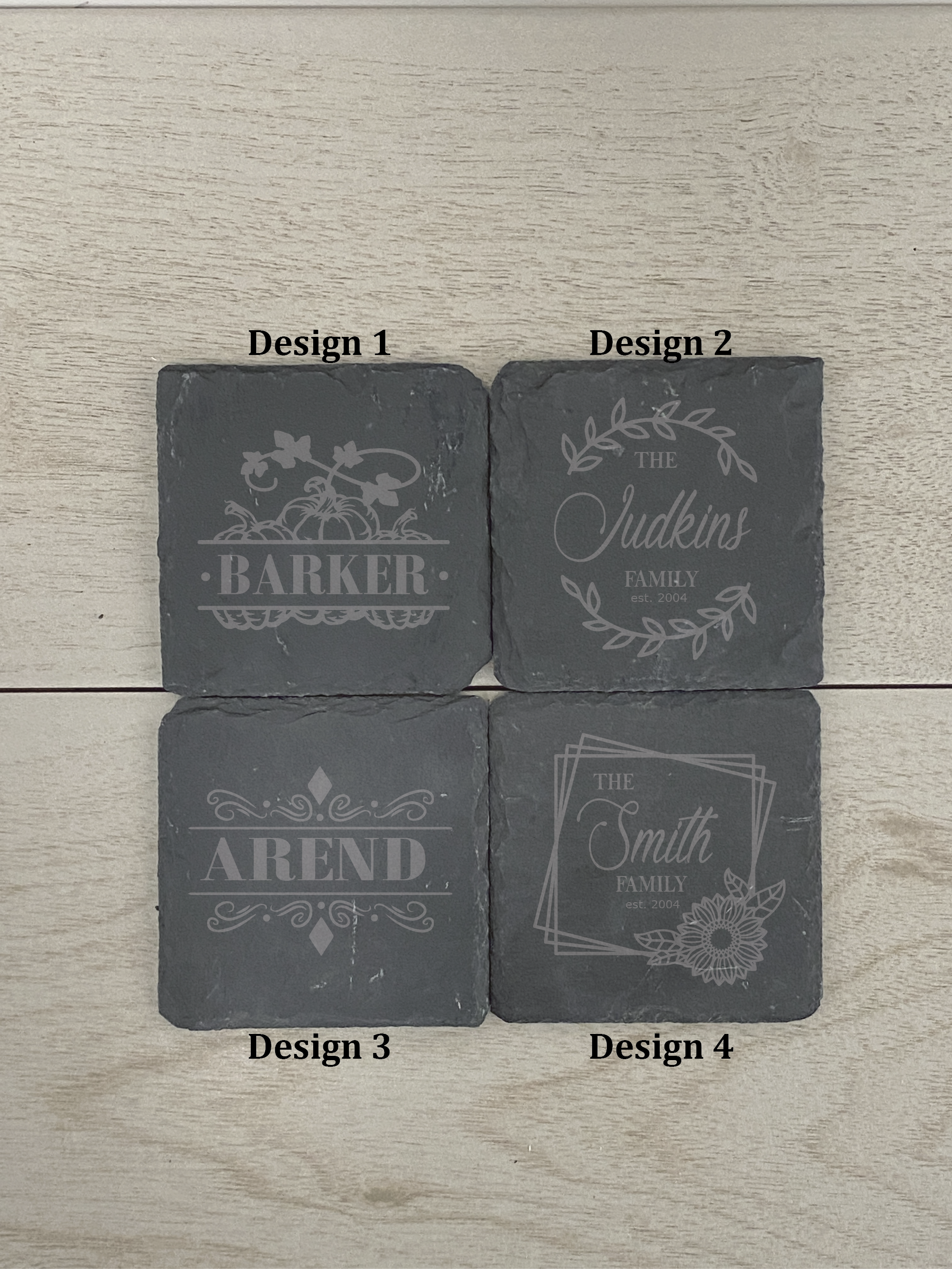 Custom Engraved Slate Coaster - Multiple Design Choices