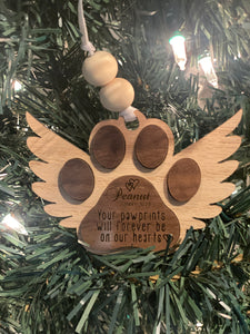 Pet Paw Angel Wings Ornament Pet Memorial