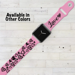 Valentines Day Love Hearts - Engraved Apple Watch Band - Multiple Colors