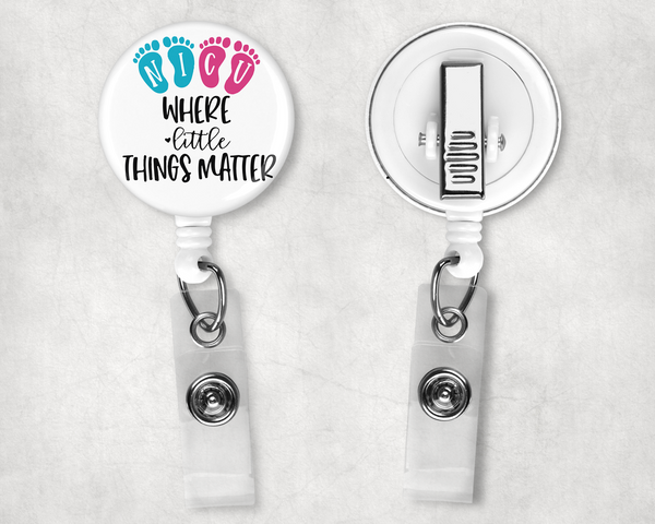 NICU Little Things Matter Embroidered Badge Reel Retractable