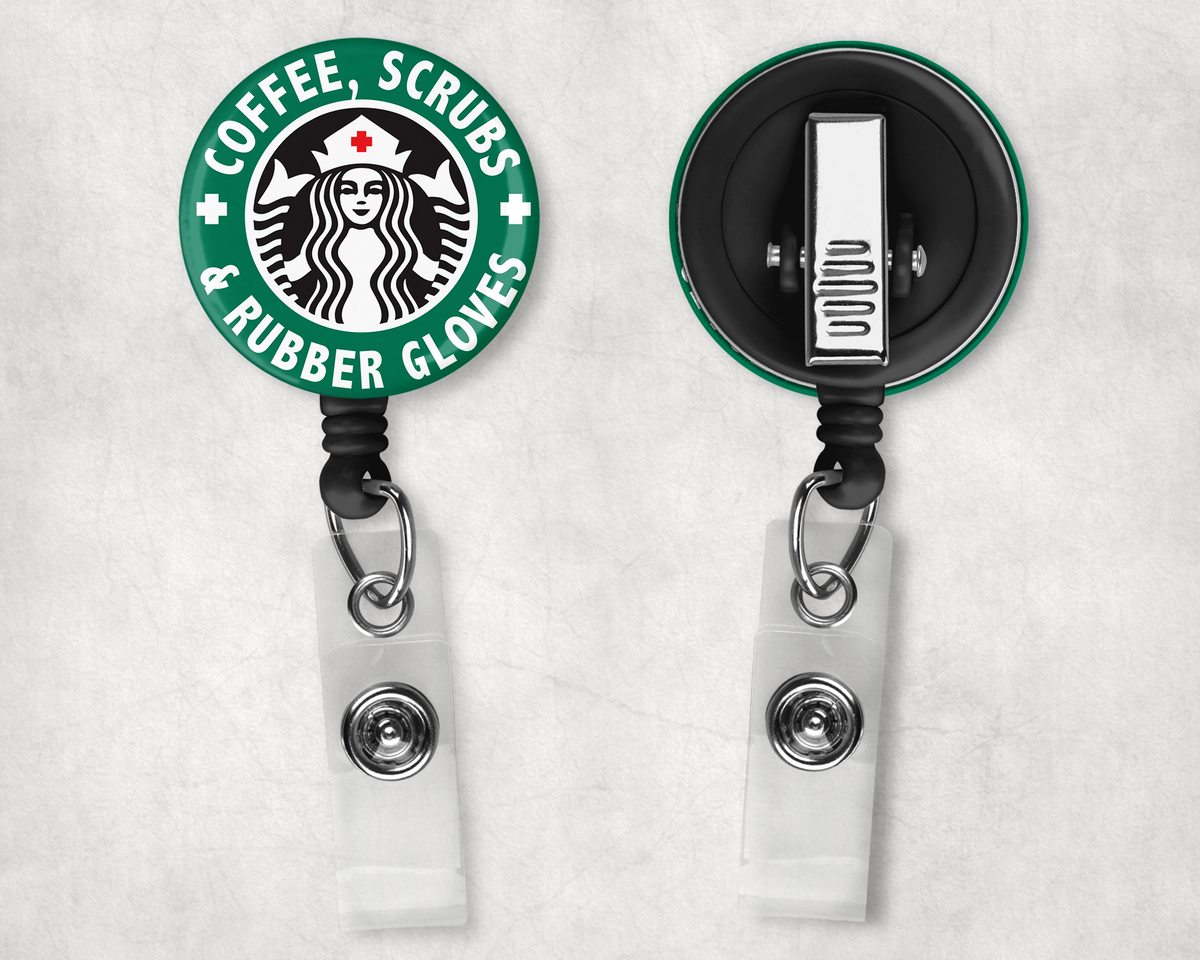 Coffee Scrubs and Rubber Gloves Badge Reel