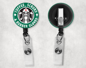 Coffee Scrubs and Rubber Gloves Badge Reel – iLYfaDesigns