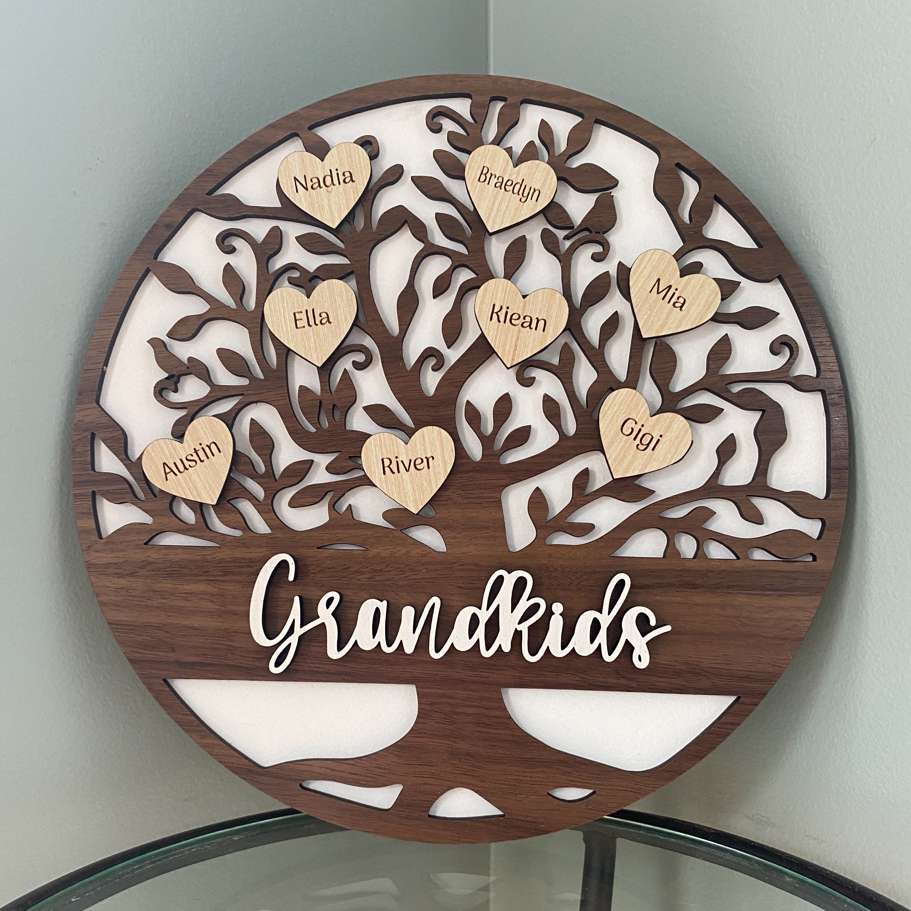 Family Tree / Tree Of Life With Personalized Hearts - Grandkids, Grandchildren, Grandma, Mother's Day Gift sign