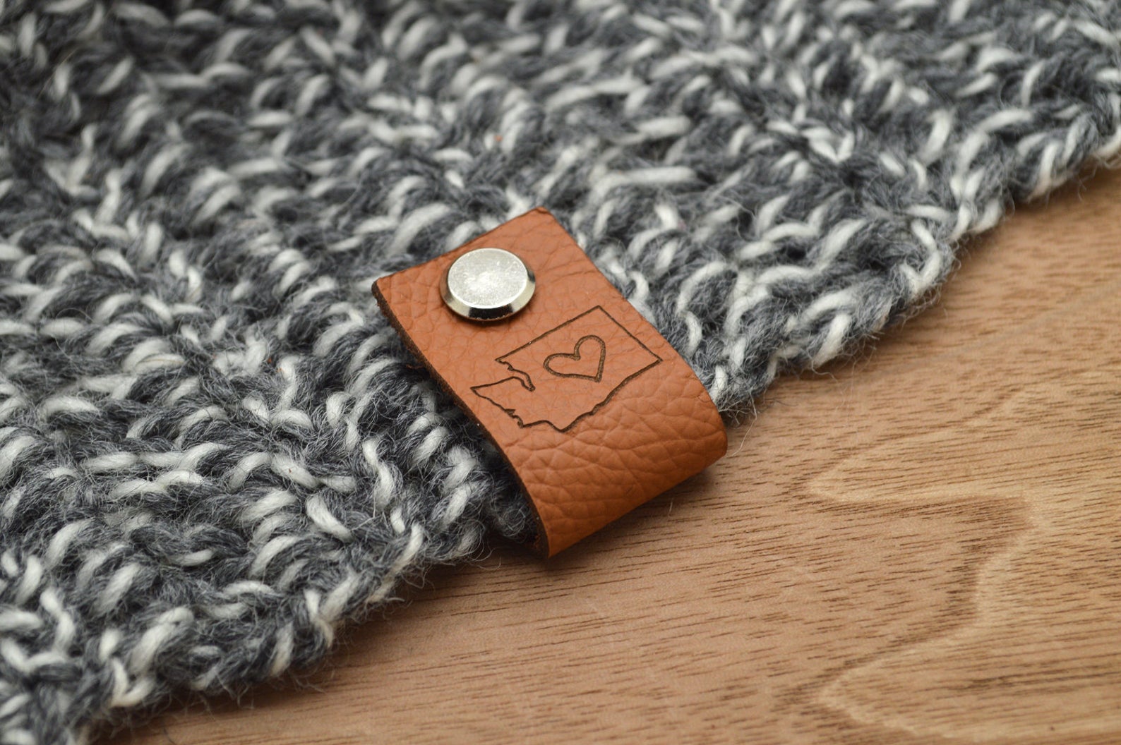 Custom Tags for Knits and Crochet, Faux Leather Labels for Handmade Items,  Leather Tags With Rivets, Tags for Knitted Hats 