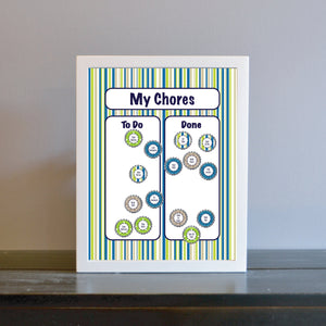 Magnetic Chore Chart - Blue/Green Stripes