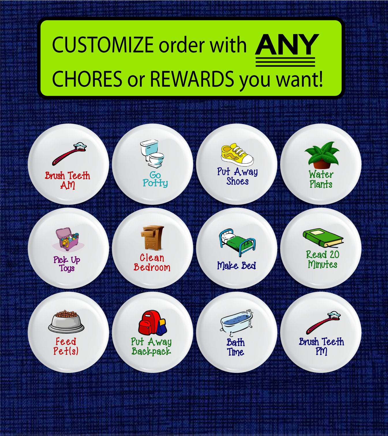 Custom Picture Chore Magnets (set of 12)
