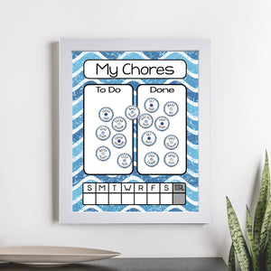 Magnetic Chore Chart - Blue Waves/Rhinestone