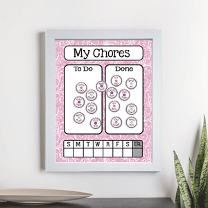 Magnetic Chore Chart - Pink Flourish