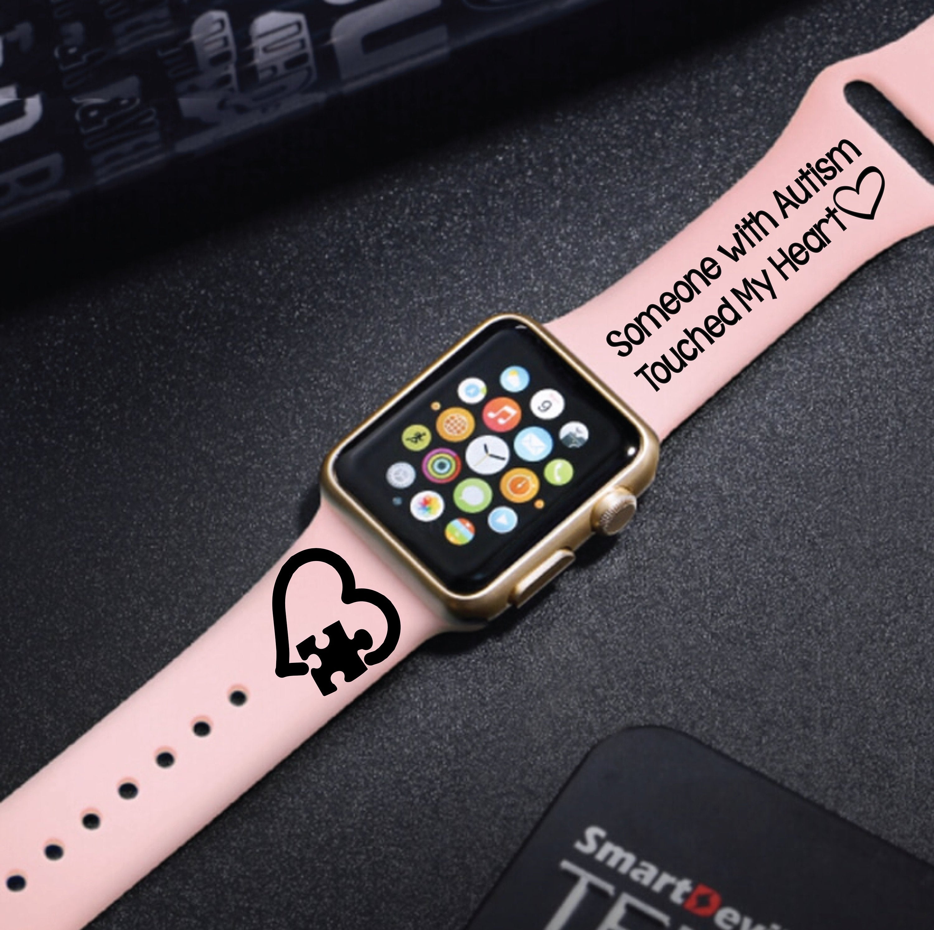 Someone with Autism Touched my Heart  Engraved Apple Watch Band - Multiple Colors