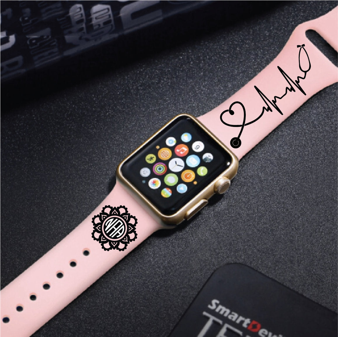 Personalized Engraved Nurse Monogram  Apple Watch Band - Multiple Colors