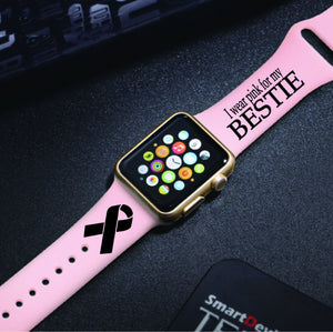 Hope Pink Ribbon Breast Cancer Awareness Support - Engraved Apple Watch Band - Multiple Colors